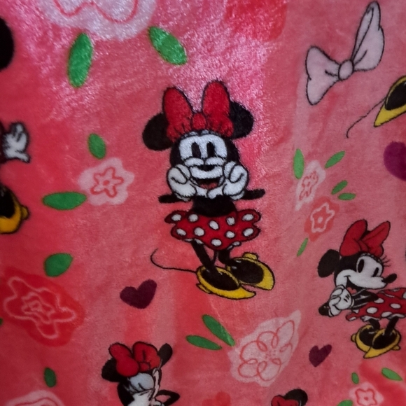 DISNEY THE BIG ONE Minnie Mouse plush cozy blanket hearts flowers bows soft '23 - Picture 5 of 13